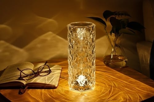 LED Rose Diamond Lamp with 16 RGB Colors & Remote Control | Modern Bedside Table Lamp