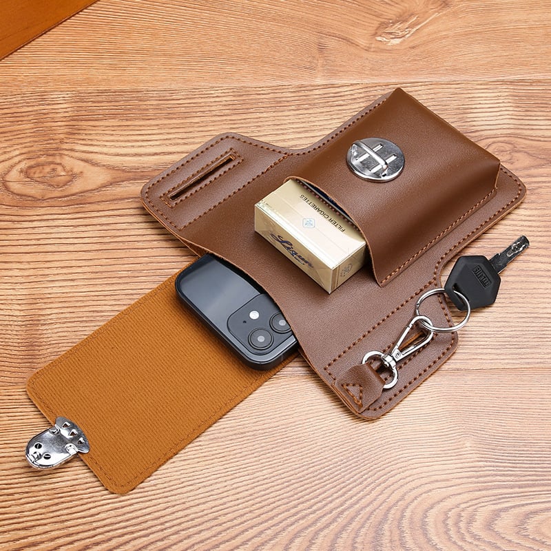 👛Vintage Leather Belt Bag Cell Phone Loop Leather Case Men's Belt Bag Cell Phone Bag Wallet