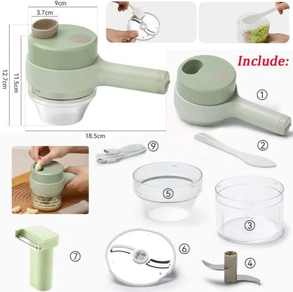 Best kitchen Tool💝 4 In 1 Handheld Electric Vegetable Cutter Set