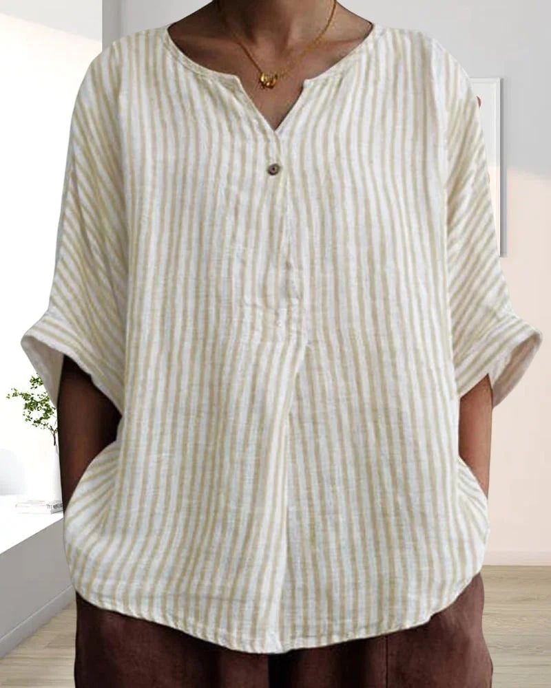 3/4 sleeve striped shirt blouse