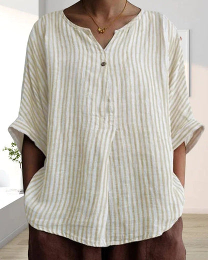 3/4 sleeve striped shirt blouse