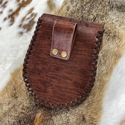 Vintage Medieval Nordic Embossed Leather Belt Bag