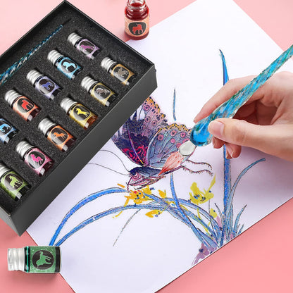 Calligraphy Glass Dip Pen Ink Set