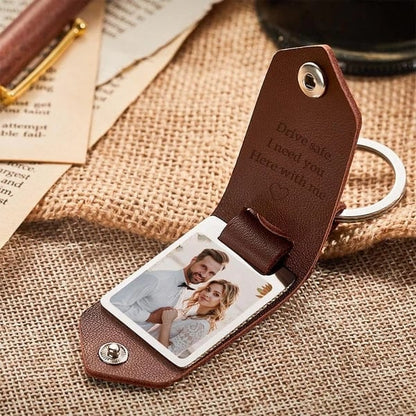 💖Valentine's Day hot sale✨Gift to Husband-Customized Leather Photo Text Keychain