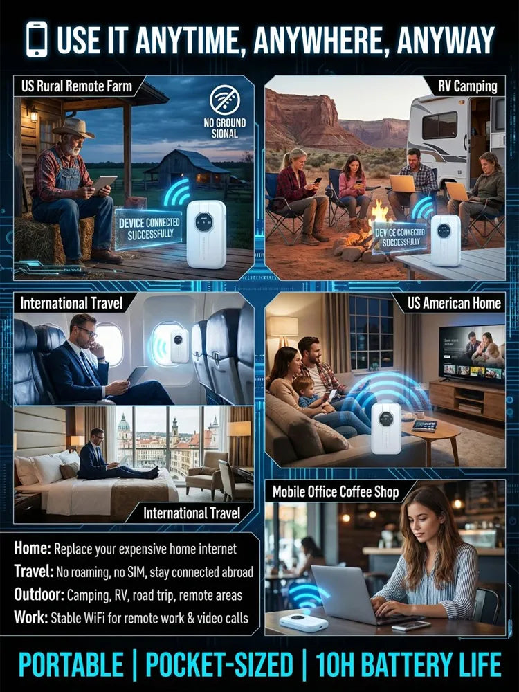 Next-Gen Satellite WiFi6+ Portable Router - 500Mbps Stay connected all day with our pocket router- Nationwide Clearance
