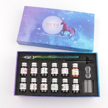 Calligraphy Glass Dip Pen Ink Set