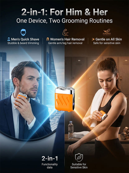 Shave, Cut & Remove Hair in 1 Second — German Precision Dual-Head Pocket Shaver for the Whole Family