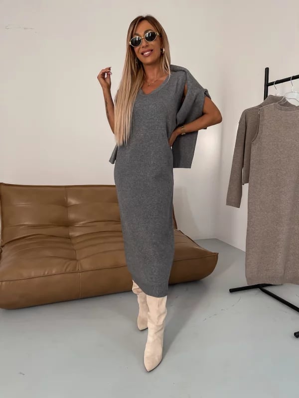 💥Hot Sale 48% OFF💥Midi Dress and Turtle Neck Sweater Set