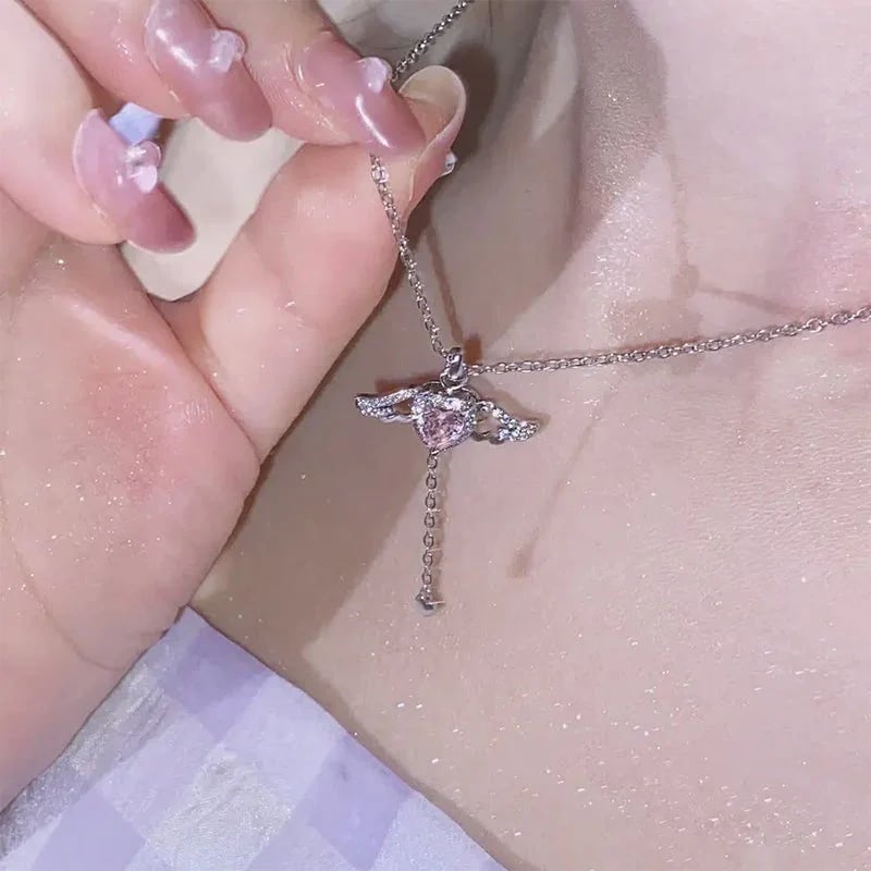 💖Pink Angel Wings Necklace