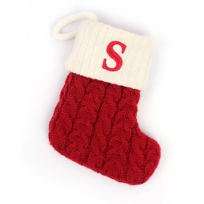 Christmas Red Socks Alphabet Knitting Christmas-Tree Pendant