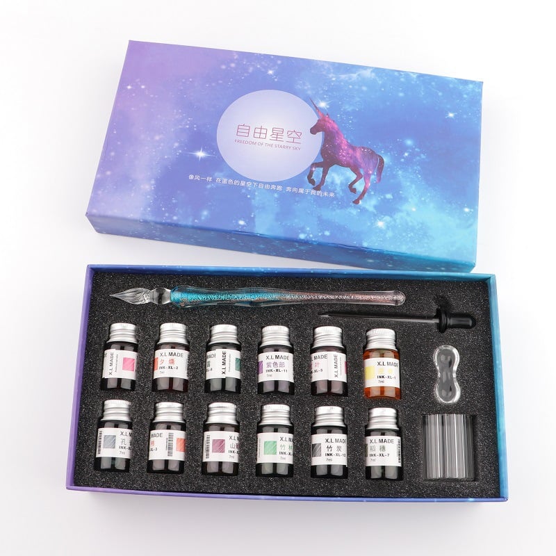 Calligraphy Glass Dip Pen Ink Set
