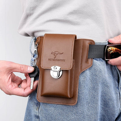 👛Vintage Leather Belt Bag Cell Phone Loop Leather Case Men's Belt Bag Cell Phone Bag Wallet