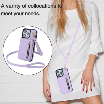 🏆Flash Sale⚡Wallet Case for iPhone 15/14/13/12 - PU Leather Flip Cover with Card Slots, Wrist Strap & Crossbody Lanyard (All Models)