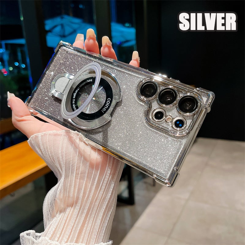 🌿 Suitable For Samsung Series Electroplated Magnetic Gradient Glitter Mobile Phone Cases
