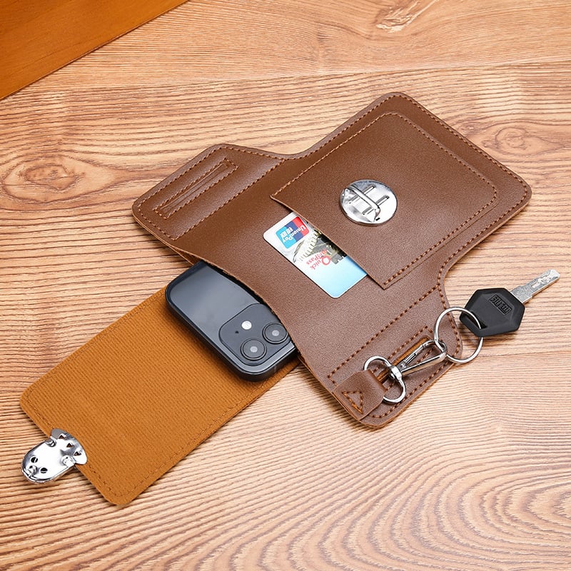 👛Vintage Leather Belt Bag Cell Phone Loop Leather Case Men's Belt Bag Cell Phone Bag Wallet
