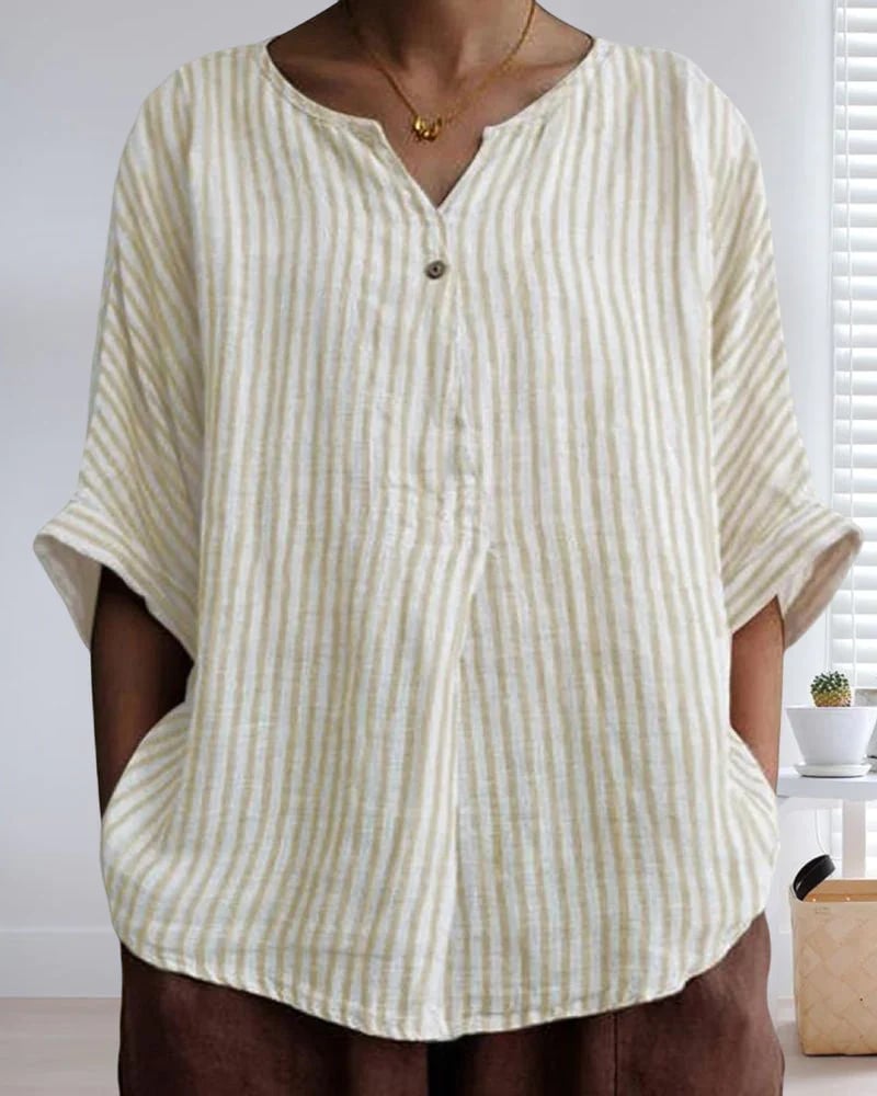 3/4 sleeve striped shirt blouse