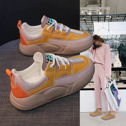 Women's Colorblock Thick Sole Walking Shoes
