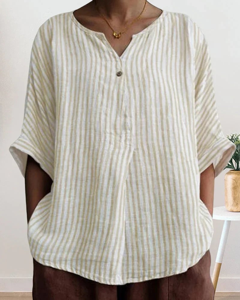 3/4 sleeve striped shirt blouse