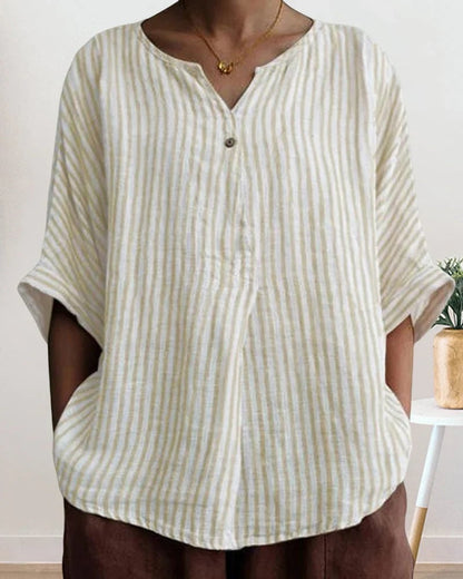 3/4 sleeve striped shirt blouse