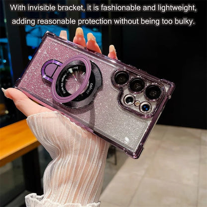 🌿 Suitable For Samsung Series Electroplated Magnetic Gradient Glitter Mobile Phone Cases