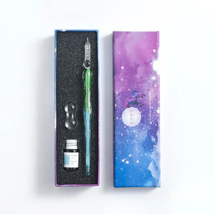 Glass Calligraphy Pen Set with Ink and Pen Rest