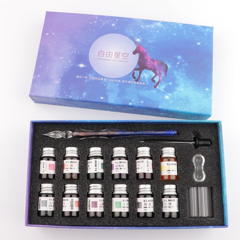 Calligraphy Glass Dip Pen Ink Set