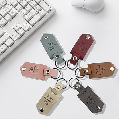 💖Valentine's Day hot sale✨Gift to Husband-Customized Leather Photo Text Keychain