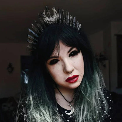 Labradorite Witchy Moon Crystal Crown