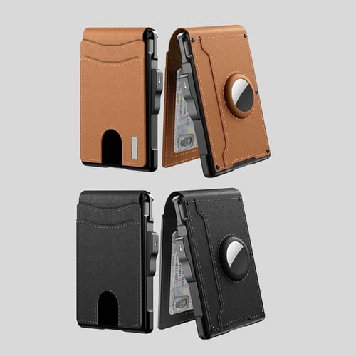 Men's Business Style Pu Leather Card Slots for AirTag