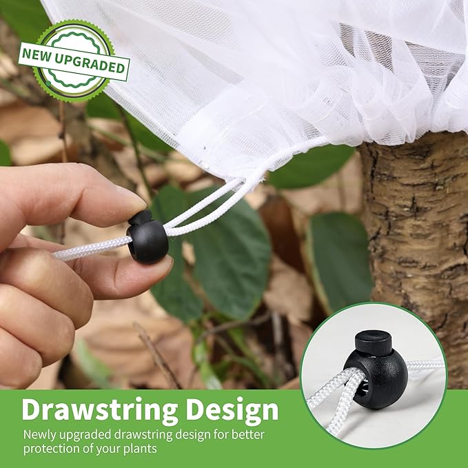🏆Flash Sale⚡Garden Mesh Netting with Drawstring - Bird & Insect Barrier Protection for Citrus Trees, Vegetables & Fruits (Reusable, Breathable, UV-Resistant Plant Cover)