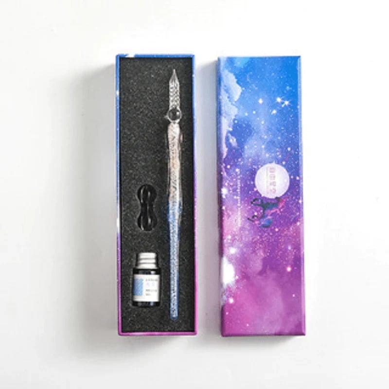 Glass Calligraphy Pen Set with Ink and Pen Rest