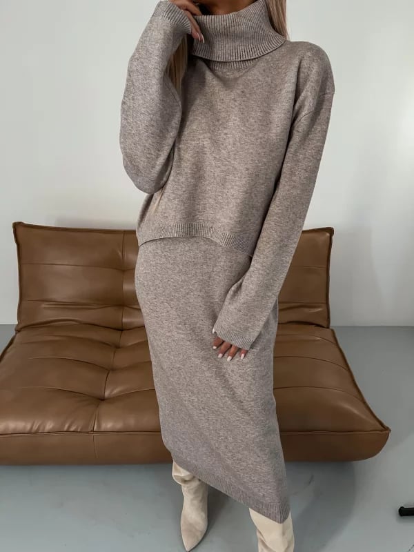 💥Hot Sale 48% OFF💥Midi Dress and Turtle Neck Sweater Set