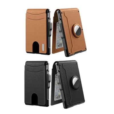 Men's Business Style Pu Leather Card Slots for AirTag