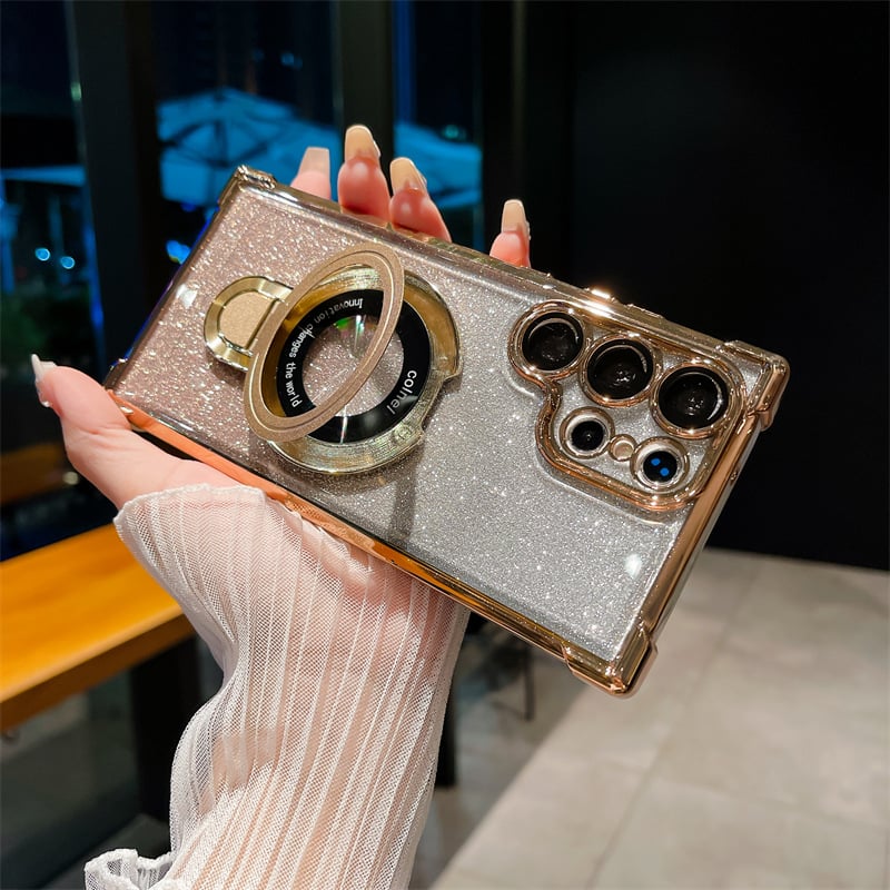 🌿 Suitable For Samsung Series Electroplated Magnetic Gradient Glitter Mobile Phone Cases
