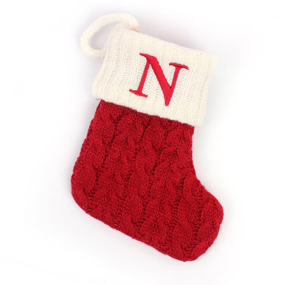 Christmas Red Socks Alphabet Knitting Christmas-Tree Pendant