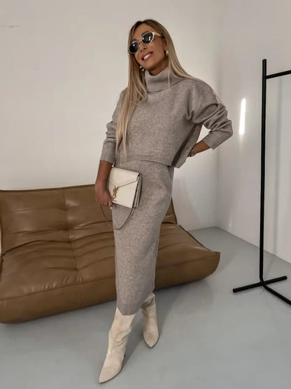 💥Hot Sale 48% OFF💥Midi Dress and Turtle Neck Sweater Set