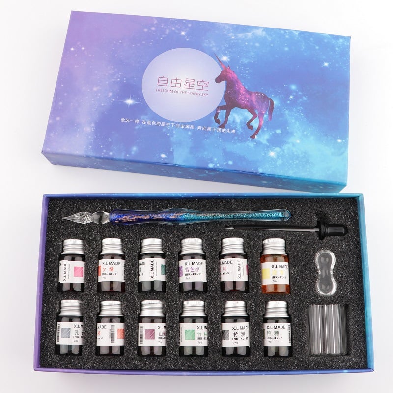 Calligraphy Glass Dip Pen Ink Set