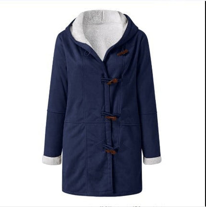 (🔥HOT SALE NOW 49% OFF)-Women Hooded Velvet Horn Button Coat
