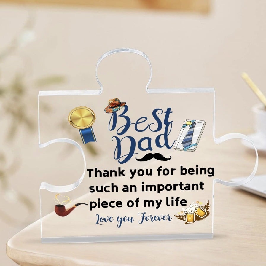 🧩Father's Day Transparent Acrylic Puzzle Ornament - Home Desk Decoration