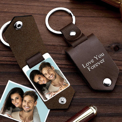 💖Valentine's Day hot sale✨Gift to Husband-Customized Leather Photo Text Keychain