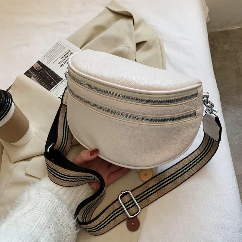 Multi-Pocket Solid Crossbody Bag