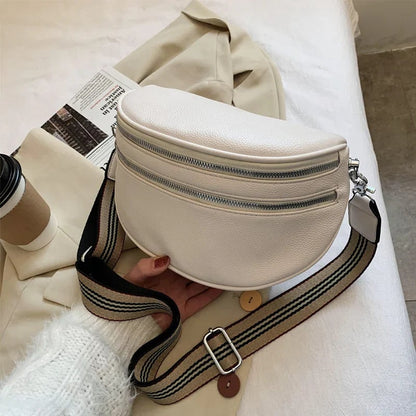Multi-Pocket Solid Crossbody Bag