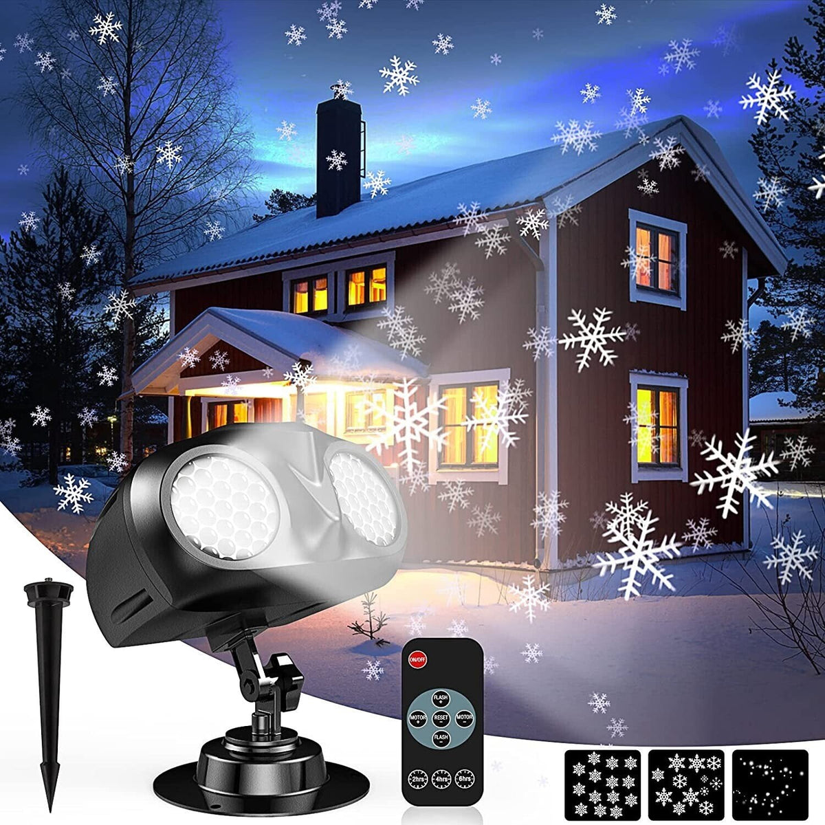 Christmas LED Projector Lights, UPGRADED Owl-shape Dual-lens Christmas Snowflake Projector Lights