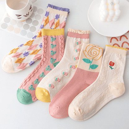 Womens Floral Cotton Socks (10 Pairs)