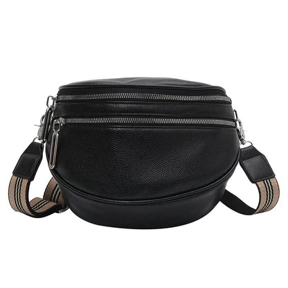 Multi-Pocket Solid Crossbody Bag
