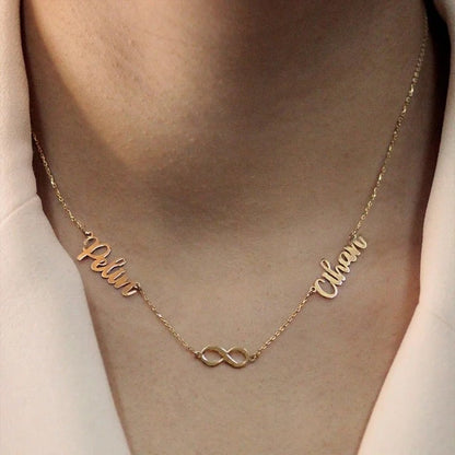 Custom Name & Pave Heart Charm Necklace