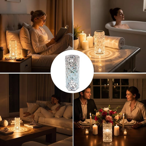 LED Rose Diamond Lamp with 16 RGB Colors & Remote Control | Modern Bedside Table Lamp
