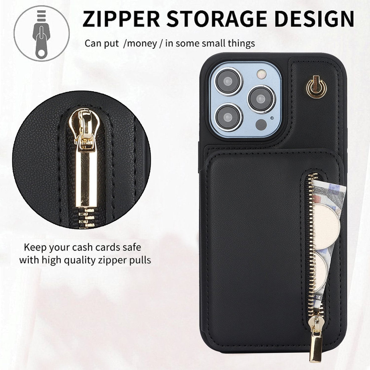 🏆Flash Sale⚡Wallet Case for iPhone 15/14/13/12 - PU Leather Flip Cover with Card Slots, Wrist Strap & Crossbody Lanyard (All Models)