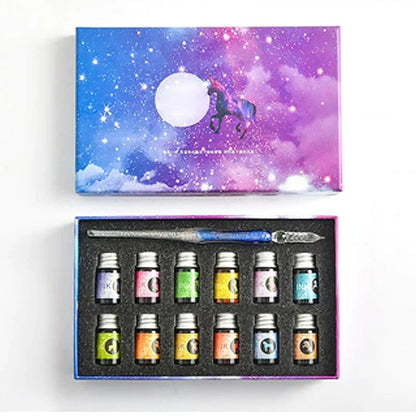 Glass Calligraphy Pen Set with Ink and Pen Rest