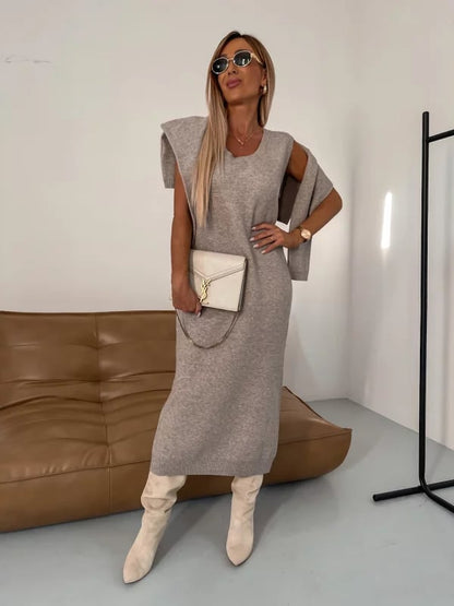 💥Hot Sale 48% OFF💥Midi Dress and Turtle Neck Sweater Set